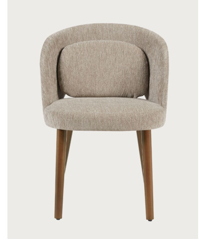 Neris - Set of 2 beige fabric dining chairs