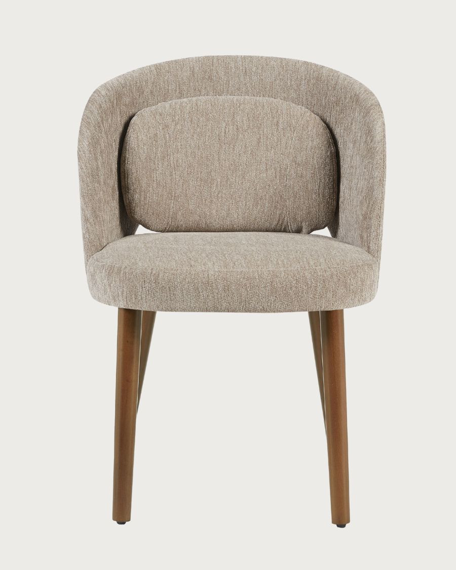 Neris beige - Set van 2 beige stoffen eetkamerstoelen