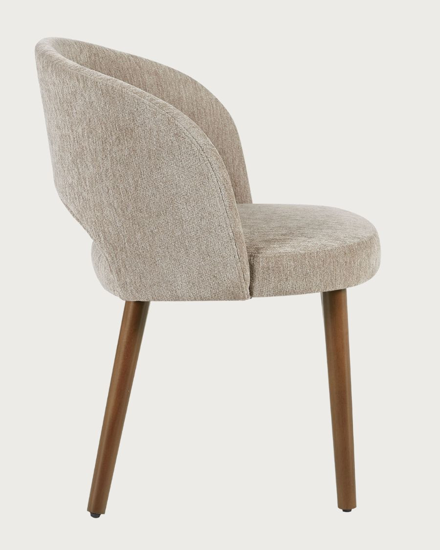 Neris - Set of 2 beige fabric dining chairs