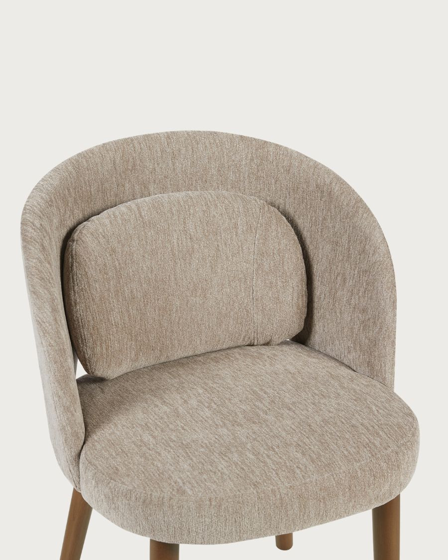 Neris - Juego de 2 sillas de comedor de tela beige