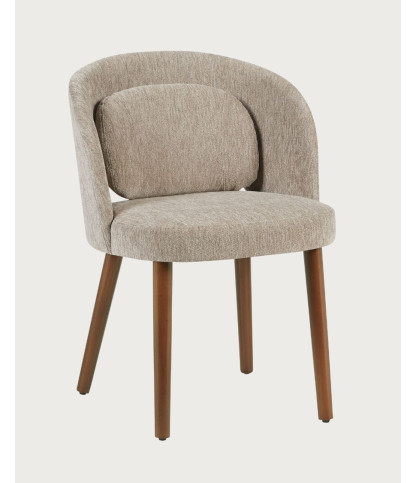 Neris - Set of 2 beige fabric dining chairs