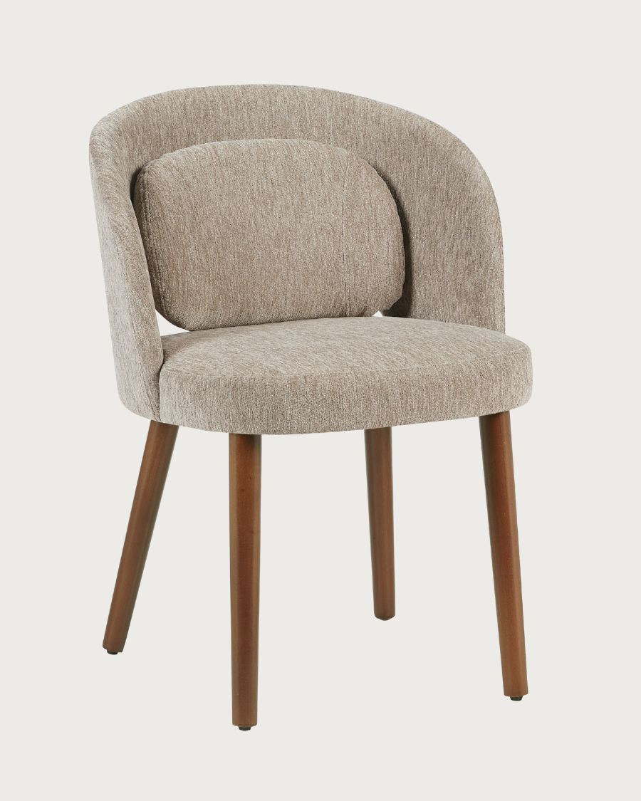 Beige stoffen eetkamerstoel