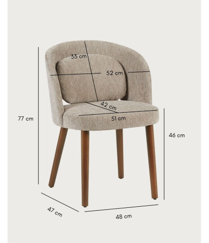 Neris - Juego de 2 sillas de comedor de tela beige