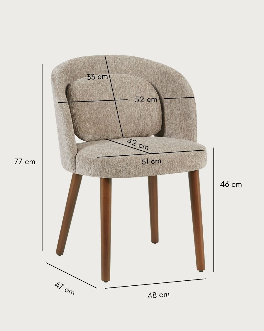 Neris beige - Juego de 2 sillas de comedor de tela beige
