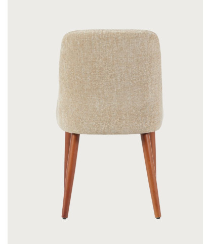 Liro beige – Set mit 2 beigefarbenen Esszimmerstühlen mit Holzbeinen