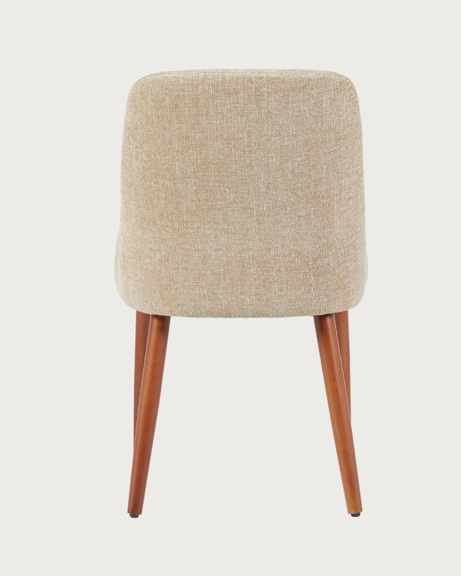 Liro beige - Juego de 2 sillas de comedor de tela beige con patas de madera