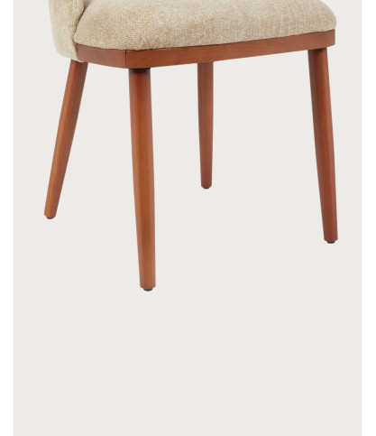 Liro - Lot de 2 chaises repas en tissu beige pieds en bois