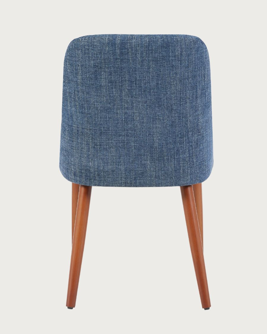 Liro Blue - Set van 2 blauwe stoffen eetkamerstoelen met houten poten
