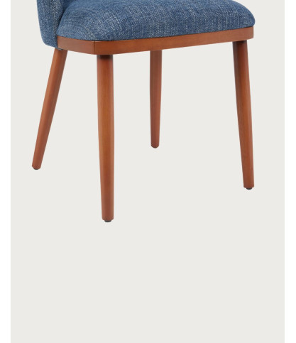 Liro - Lot de 2 chaises repas en tissu bleu avec pieds en bois