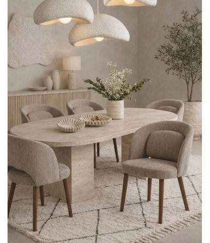Neris beige - Set mit 2 beigefarbenen Esszimmerstühlen aus Stoff