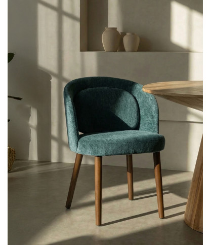 Neris - Lot de 2 chaises salle à manger en tissu vert