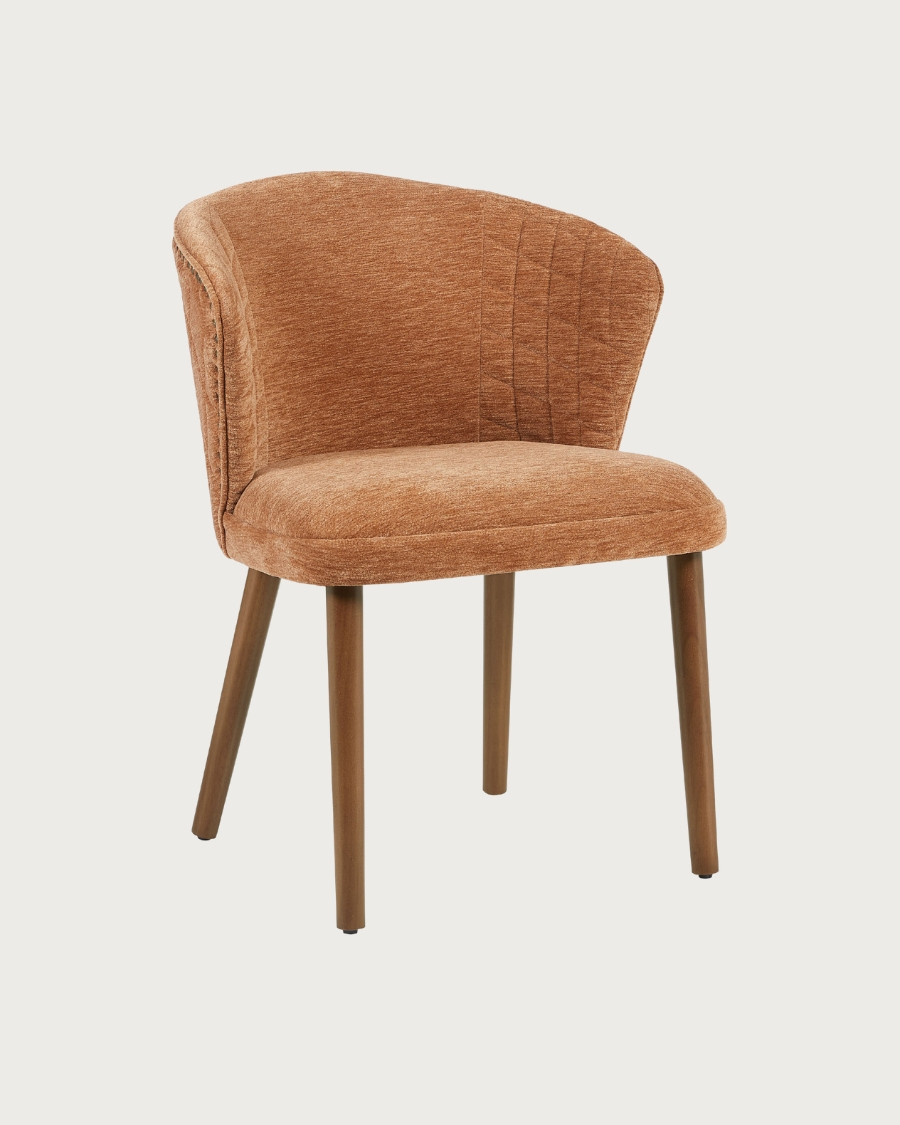 Molo - Lot de 2 chaises repas en tissu marron avec pieds en bois