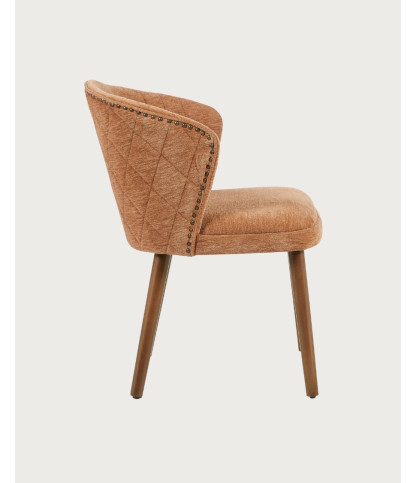 Molo marron - Lot de 2 chaises repas en tissu marron avec pieds en bois