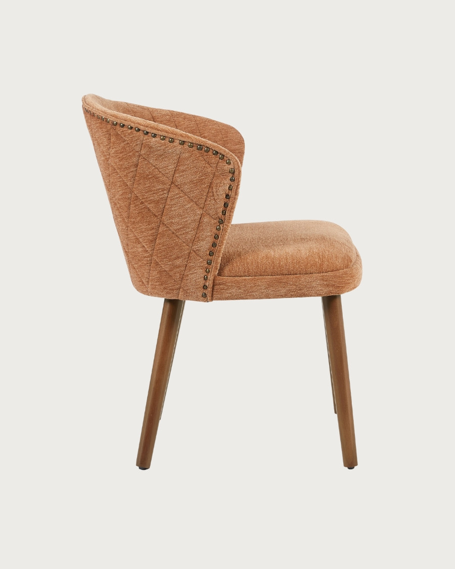 Molo marron - Lot de 2 chaises repas en tissu marron avec pieds en bois