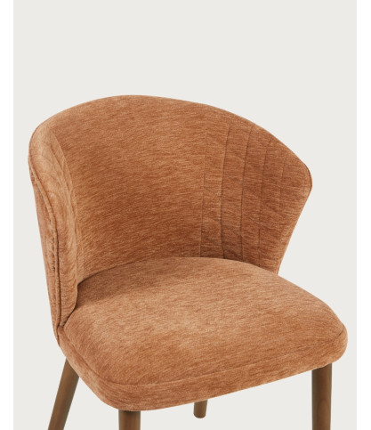 Molo - Lot de 2 chaises repas en tissu marron avec pieds en bois