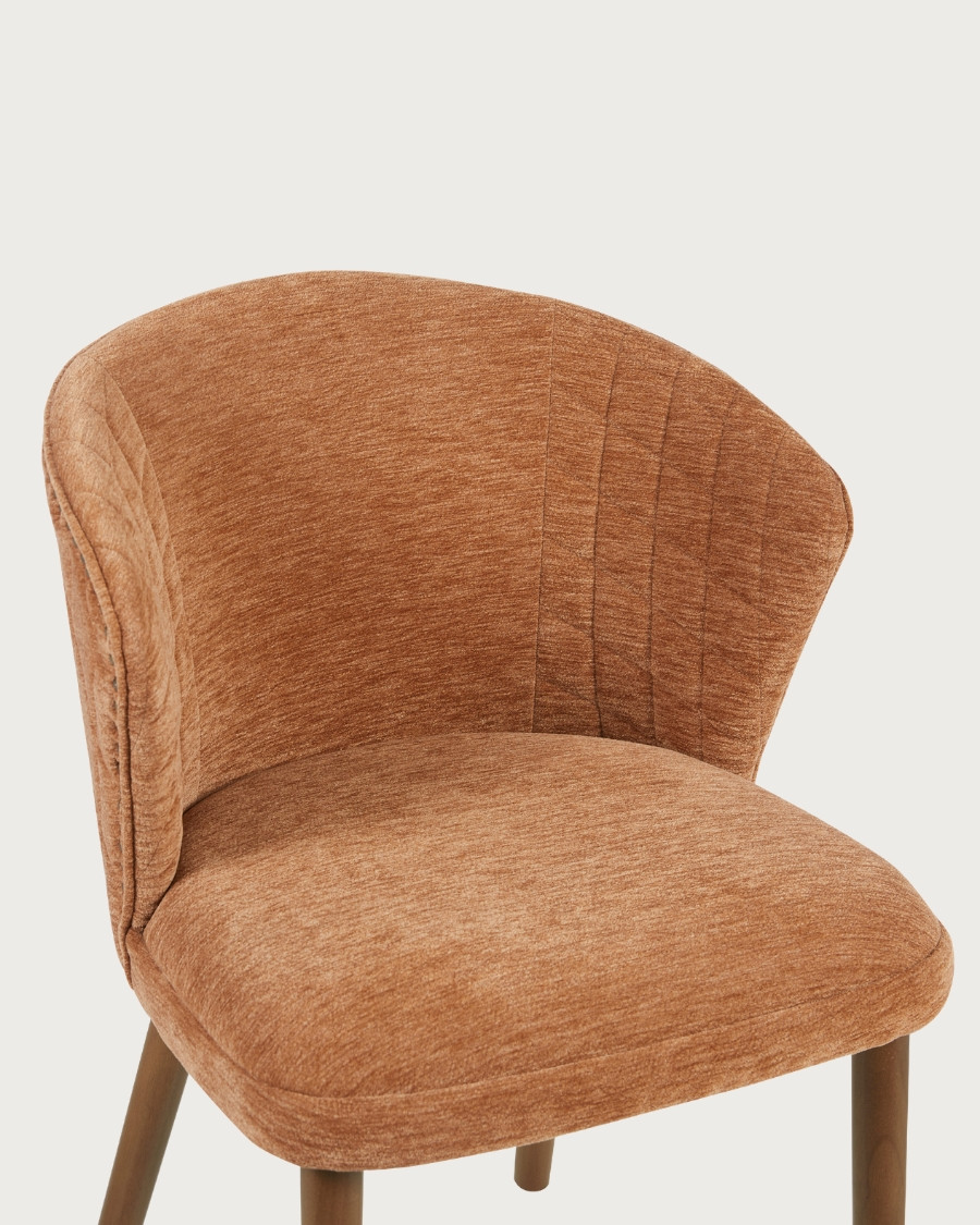 Molo Brown - Set of 2 brown fabric dining chairs with wooden legs