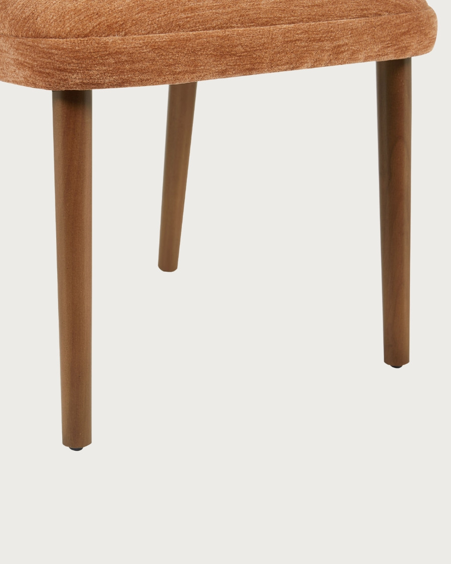 Molo marron - Lot de 2 chaises repas en tissu marron avec pieds en bois