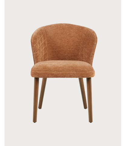 Molo - Lot de 2 chaises repas en tissu marron avec pieds en bois