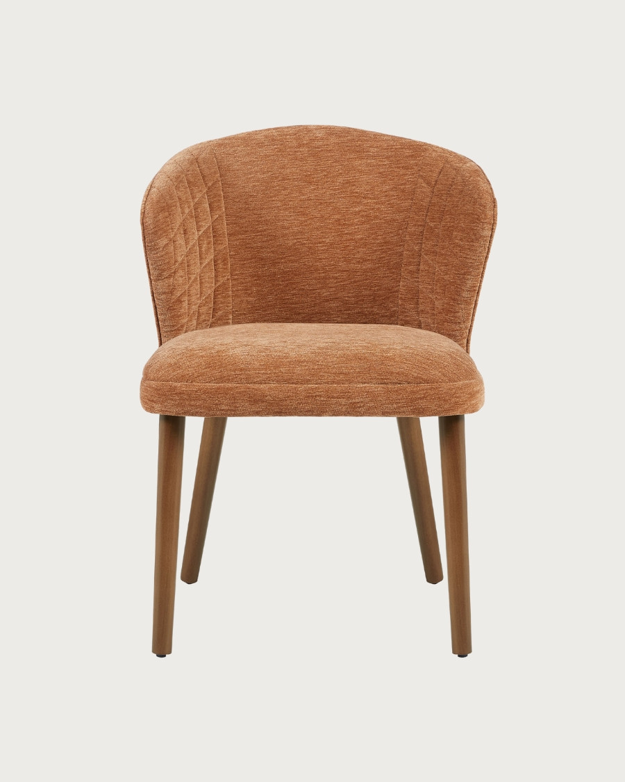 Molo Brown - Juego de 2 sillas de comedor de tela marrón con patas de madera