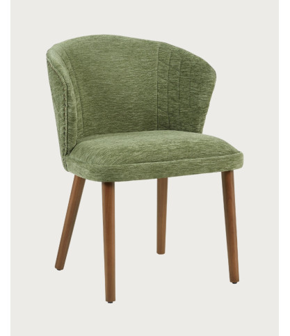 Molo vert - Lot de 2 chaises repas en tissu vert avec pieds en bois