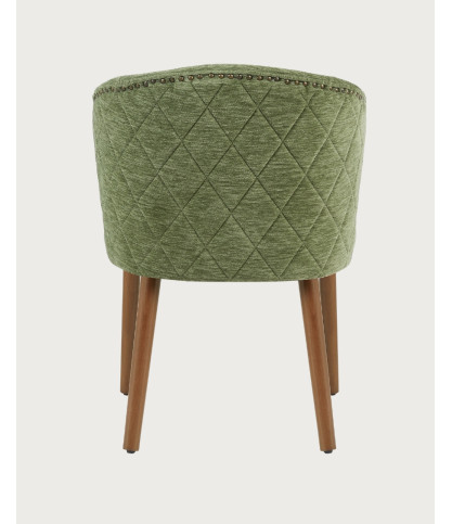 Molo - Lot de 2 chaises repas en tissu vert avec pieds en bois