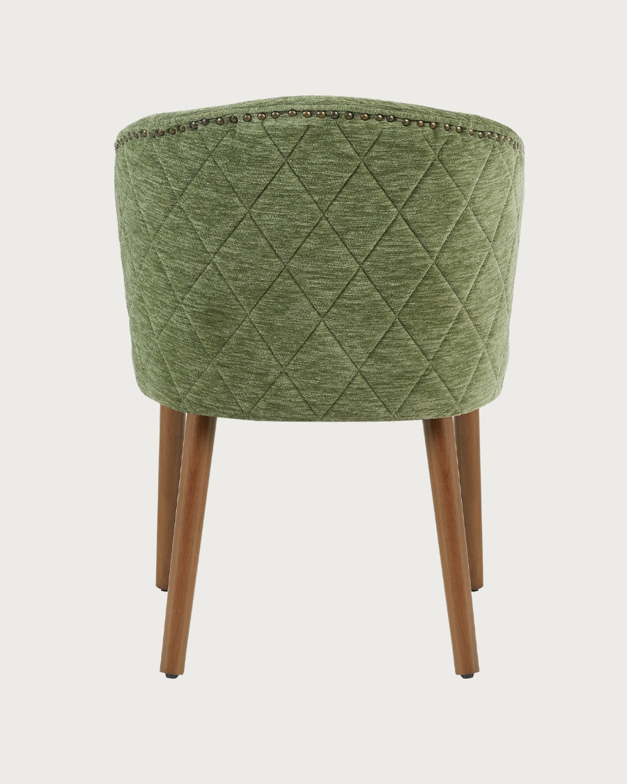 Molo vert - Lot de 2 chaises repas en tissu vert avec pieds en bois