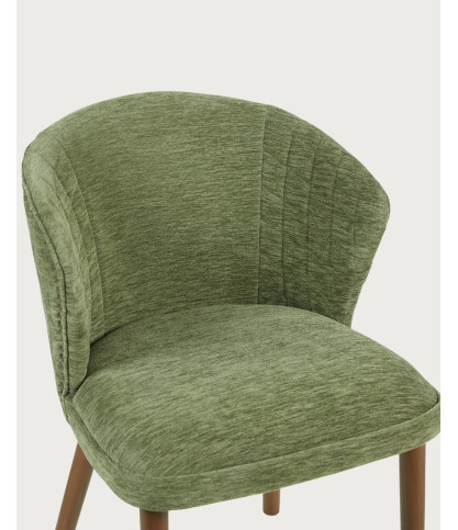 Molo vert - Lot de 2 chaises repas en tissu vert avec pieds en bois