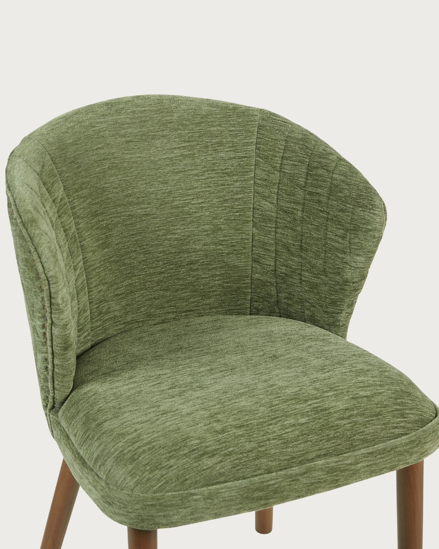 Molo vert - Lot de 2 chaises repas en tissu vert avec pieds en bois