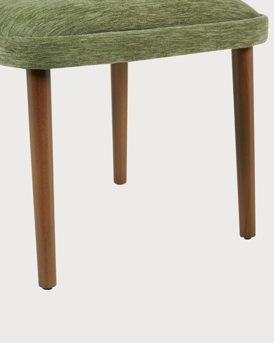 Molo vert - Lot de 2 chaises repas en tissu vert avec pieds en bois