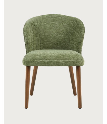 Molo vert - Lot de 2 chaises repas en tissu vert avec pieds en bois