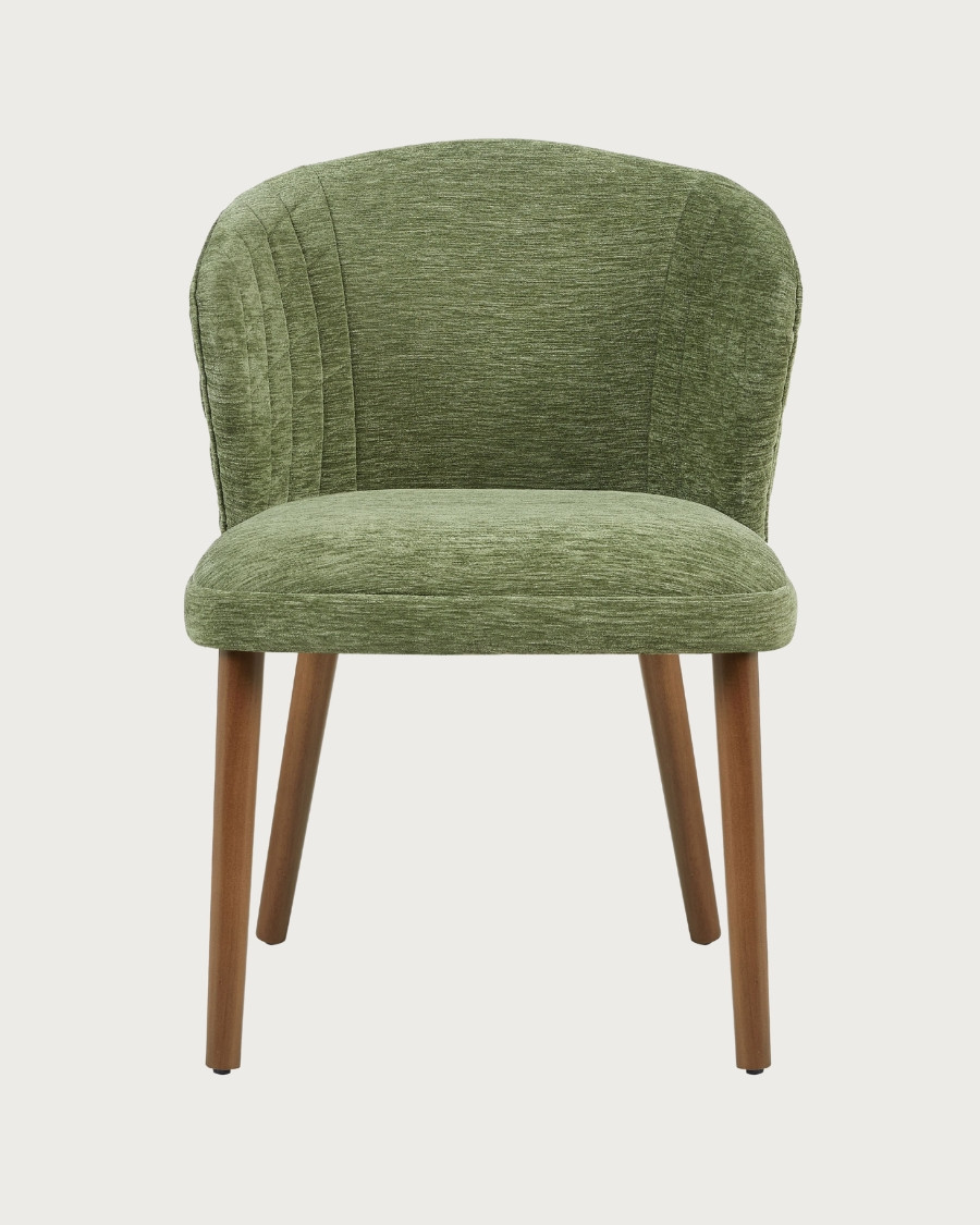 Molo - Lot de 2 chaises repas en tissu vert avec pieds en bois