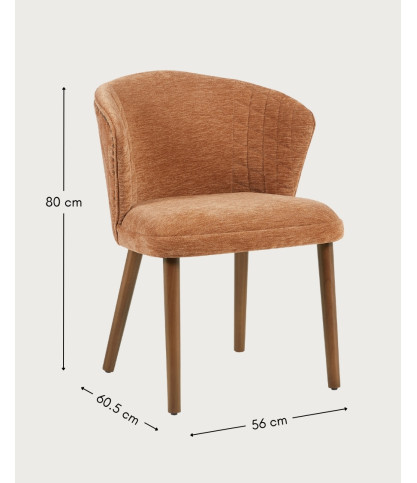 Molo marron - Lot de 2 chaises repas en tissu marron avec pieds en bois