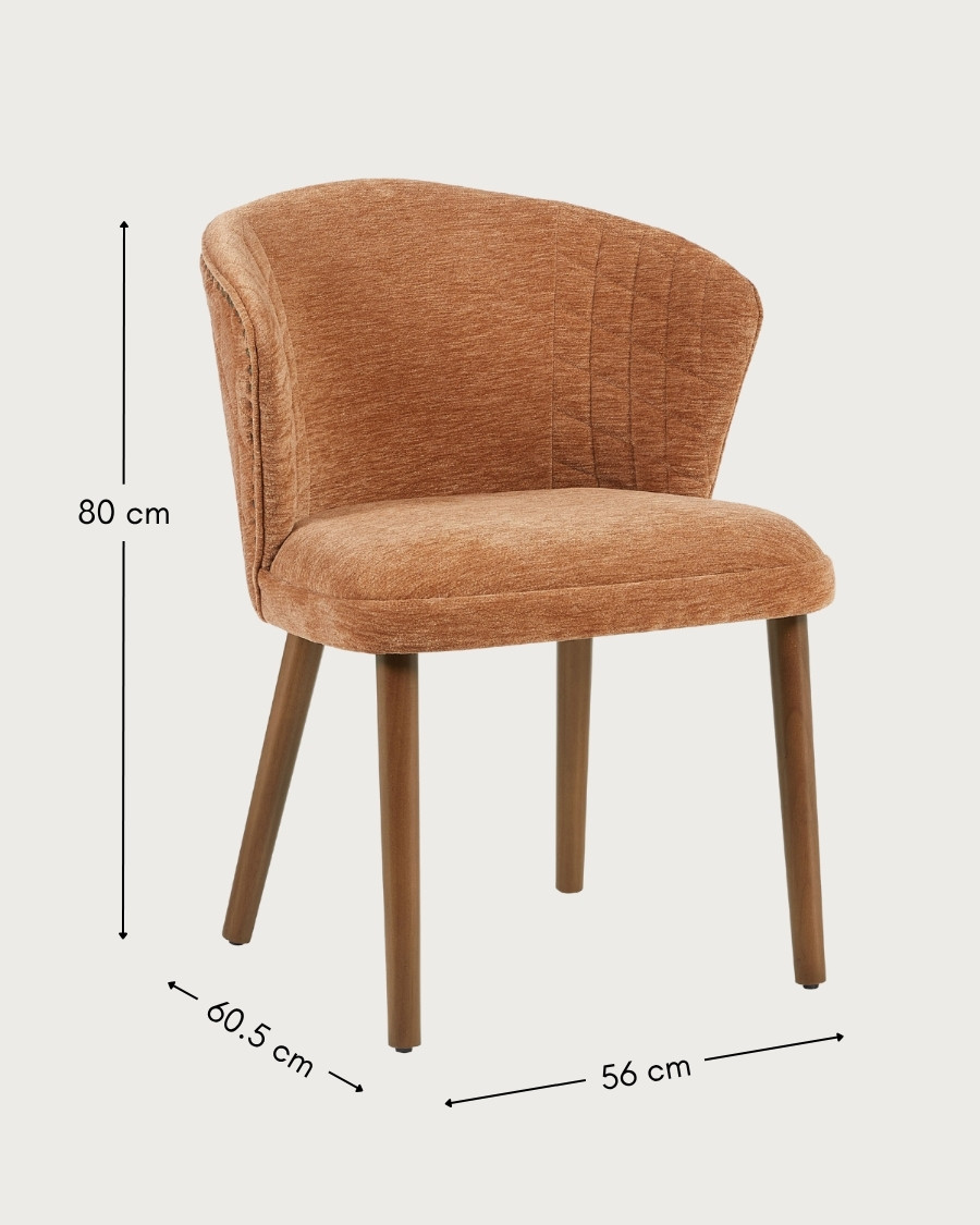 Molo marron - Lot de 2 chaises repas en tissu marron avec pieds en bois