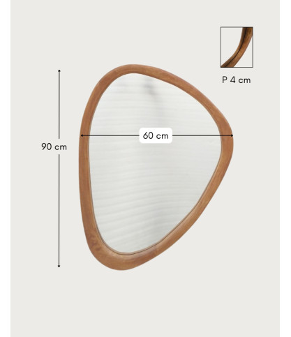 Trivéo - Espejo orgánico en madera maciza de mango