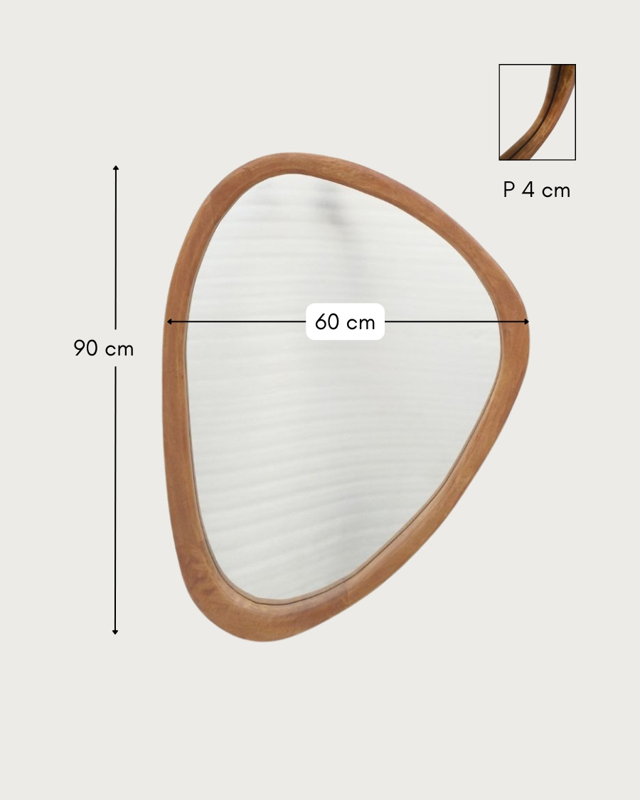 Trivéo - Espejo orgánico de madera maciza de mango