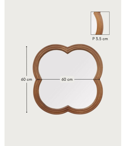 Lucky - Miroir mural en bois massif de manguier 60x60 cm