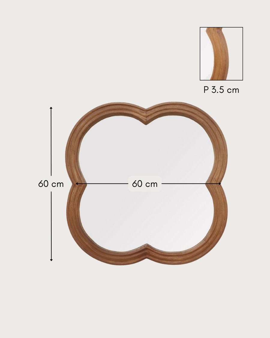 Lucky - Wandspiegel aus massivem Mangoholz 60x60 cm