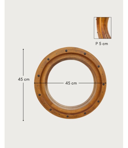 Boïa - Miroir hublot en bois massif de manguier