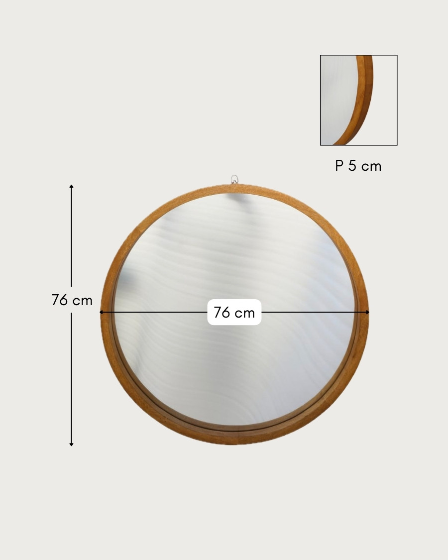Liora - Round mirror in solid mango wood