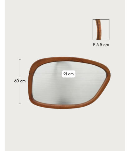 Quadra - Miroir organique en bois massif de manguier