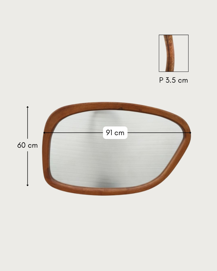 Quadra - Organic mirror in solid mango wood
