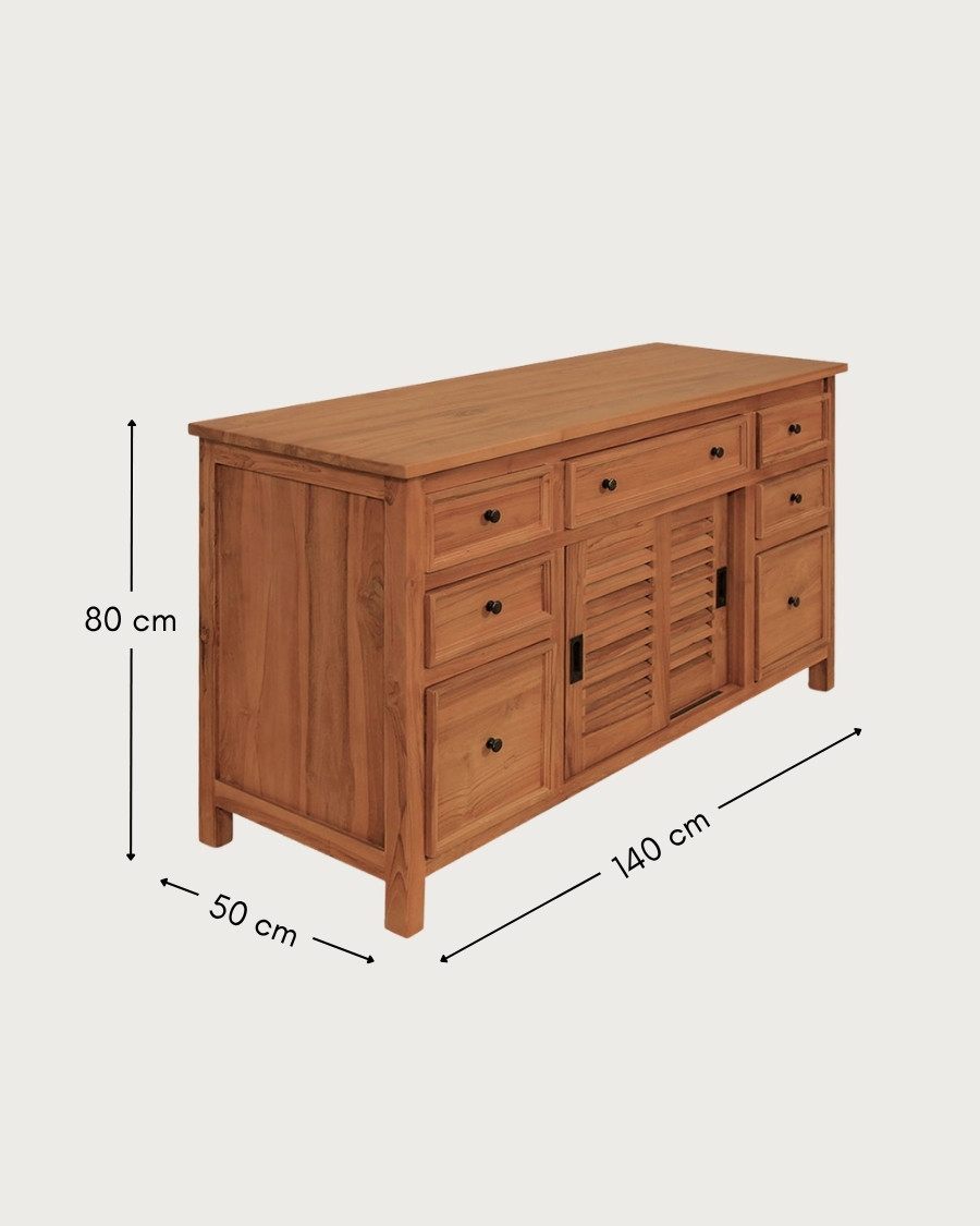 Savanna - Teakholz-Badezimmerschrank mit Rollladentüren 140 cm