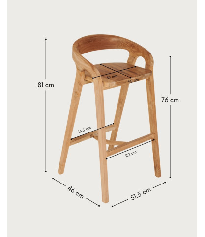 Carisma - Solid teak bar stool