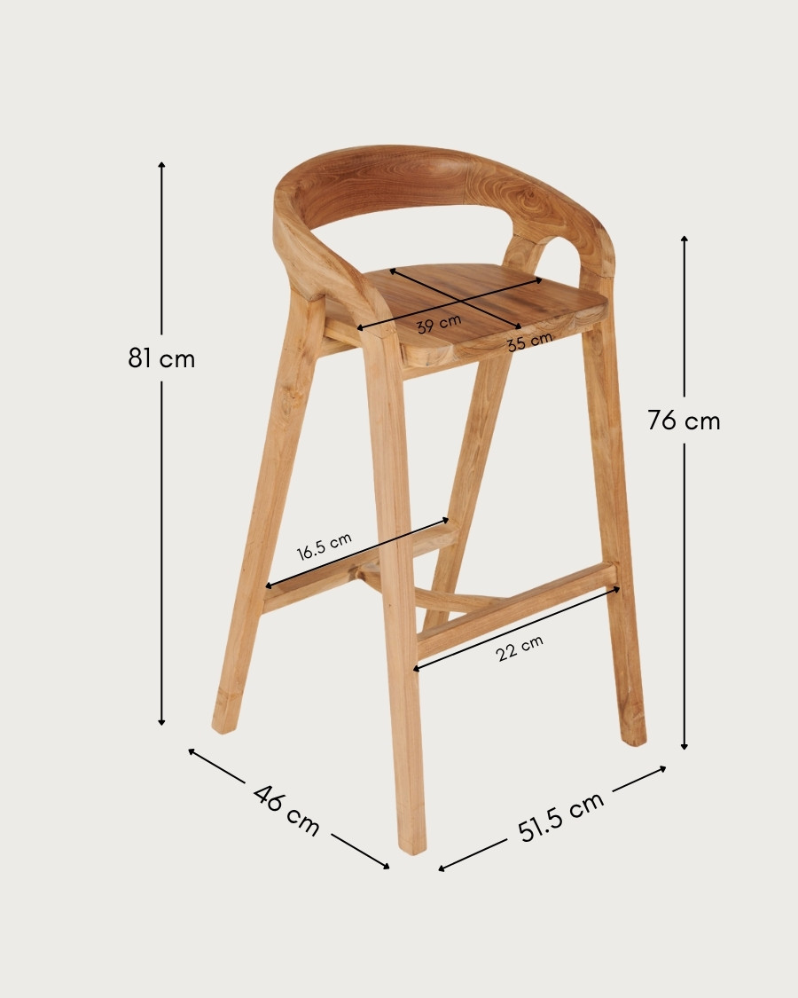 Carisma - Tabouret de bar en teck massif