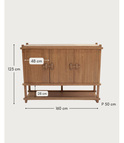 NARA - Credenza grande in legno di teak, 160 cm - Stile asiatico