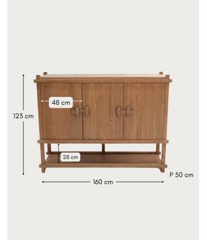 NARA - Großes Sideboard aus Teakholz, 160 cm, im asiatischen Stil