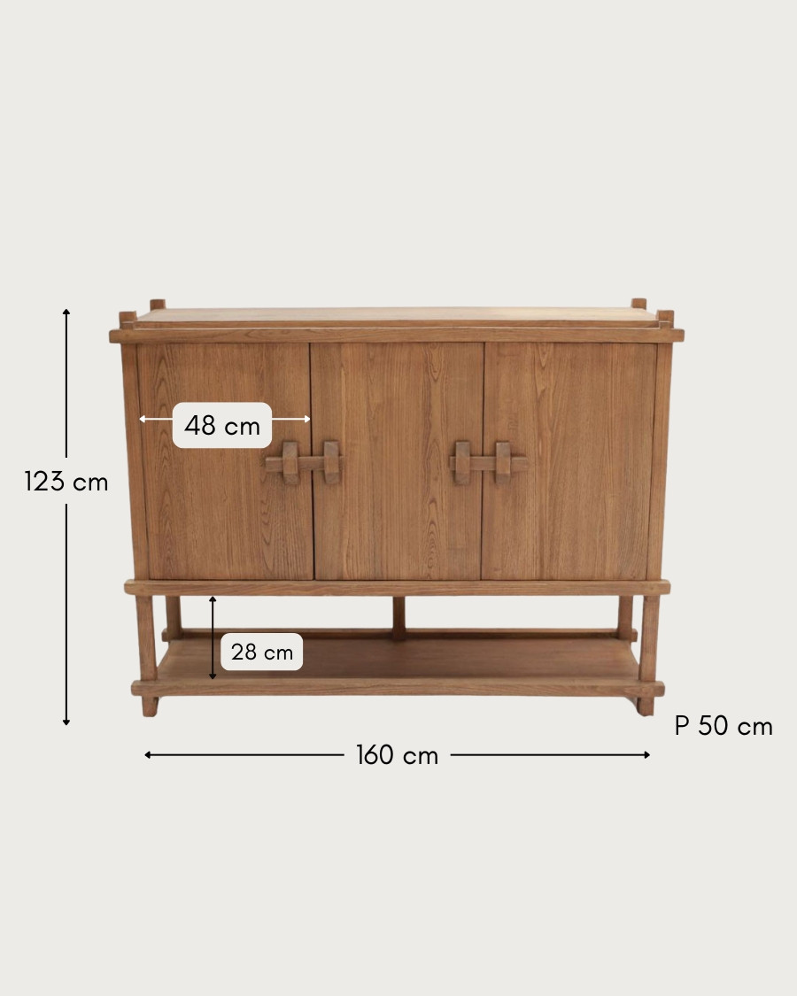 NARA - Große Anrichte aus Sungkai-Holz 160 cm - Asiatischer Stil