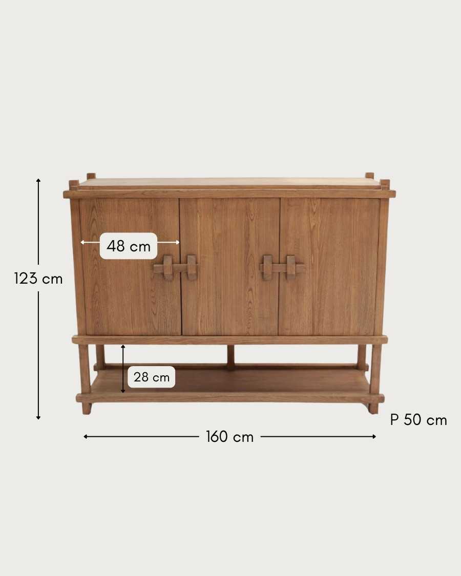 NARA - Großes Sideboard aus Teakholz, 160 cm, im asiatischen Stil