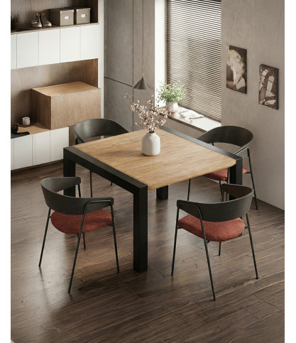 copy of Wisla - Fabric chair with wooden back and metal legs