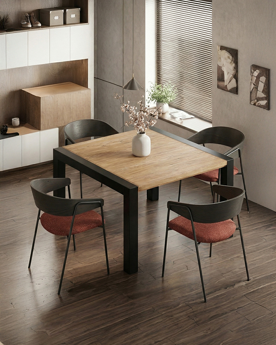 copy of Wisla - Fabric chair with wooden back and metal legs